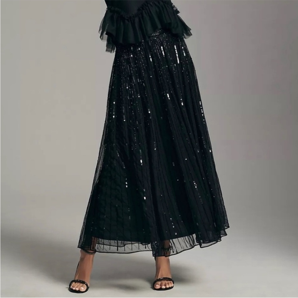 Mac Duggal Black Sequin A-Line Skirt